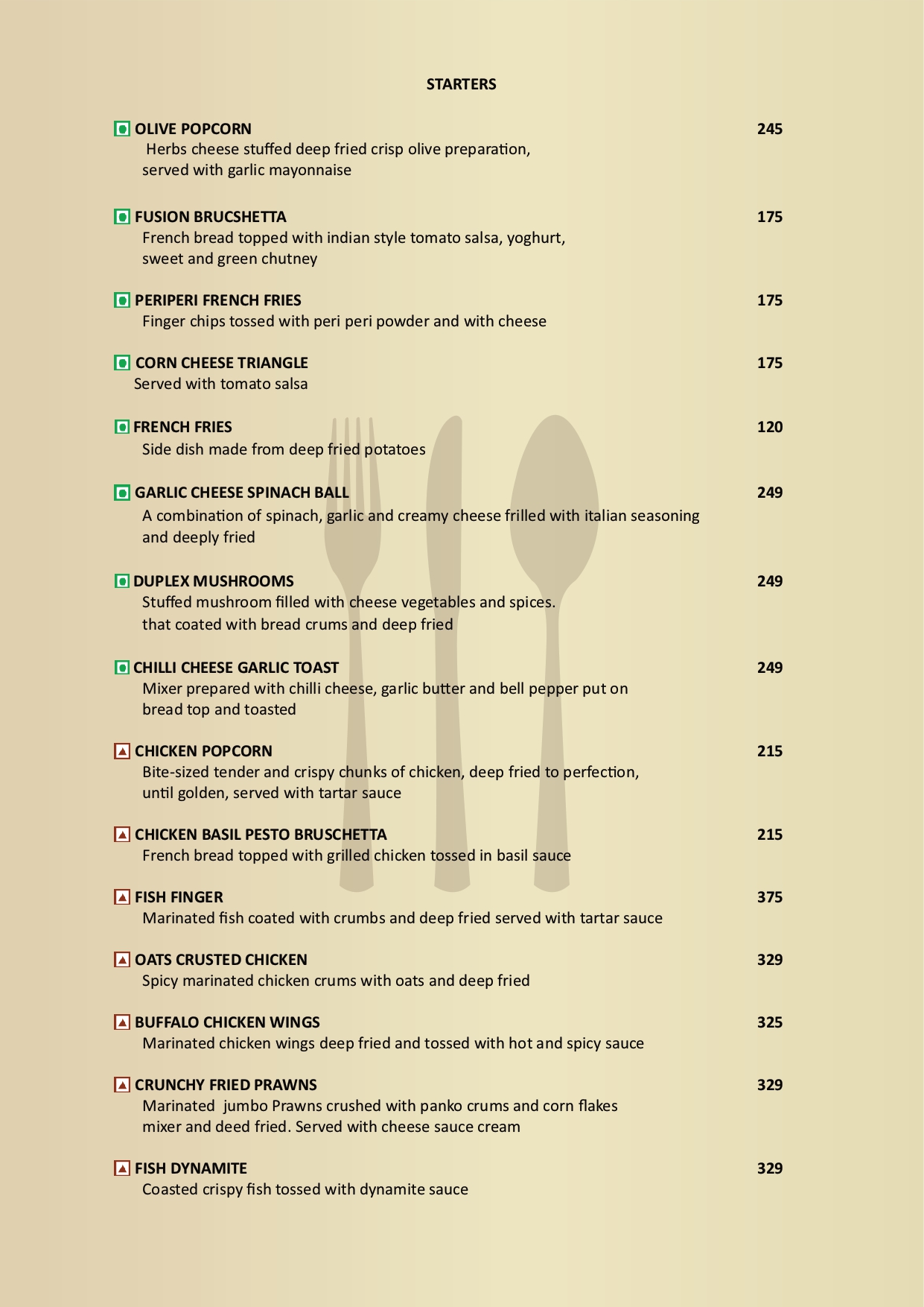 menu